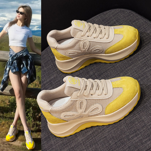 真皮内增高休闲女鞋2025秋季新款