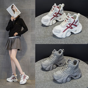 休闲鞋 老爹鞋 新款 炸街超火秋季 女真皮厚底高帮7cm增高百搭运动鞋