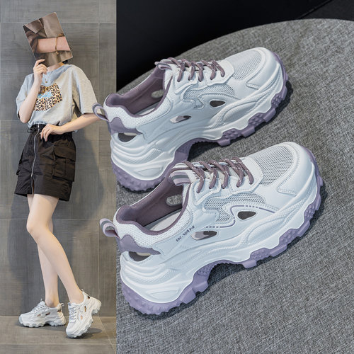 真皮镂空休闲凉鞋女老爹运动鞋