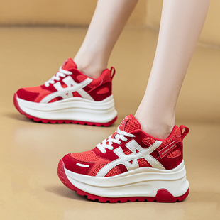 厚底老爹鞋 增高网红超火休闲运动鞋 韩版 爆款 百搭炸街秋季 真皮爆款