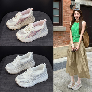 厚底网面休闲鞋女2026夏新款韩版百搭增高7cm透气阿甘老爹运动鞋