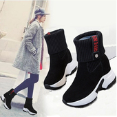 女 百搭真皮厚底棉鞋 内增高短靴女鞋 ins超火网红休闲2025春秋韩版