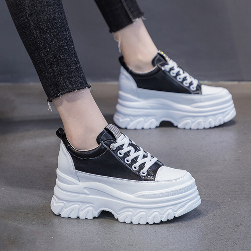 内增高老爹鞋水钻厚底松糕小白鞋