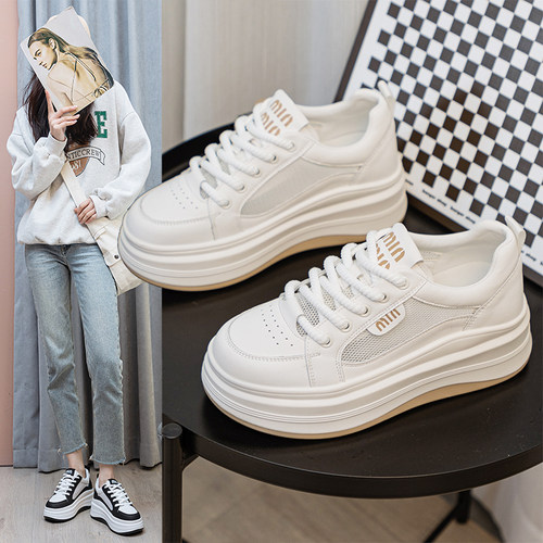 爆款老爹鞋女厚底网面增高小白鞋