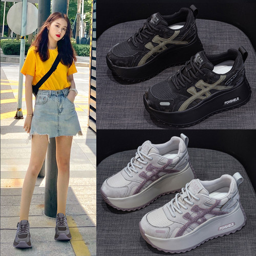 真皮内增高老爹鞋女鞋2025秋新款