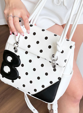 2801“点点女主角”Dot Girl 中号书包可单肩可双肩 波点小众可爱