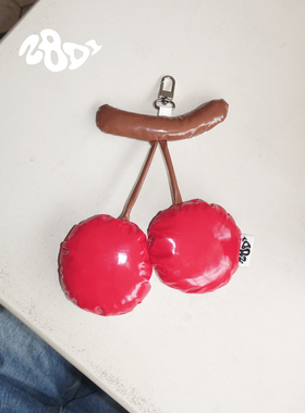 2801“爆汁樱桃”充棉红色包包挂件 可爱水果钥匙扣Juicy Cherry