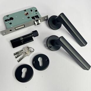 分体锁黑色家用室内门卧室门把手木门锁房门锁配58锁体小70锁芯