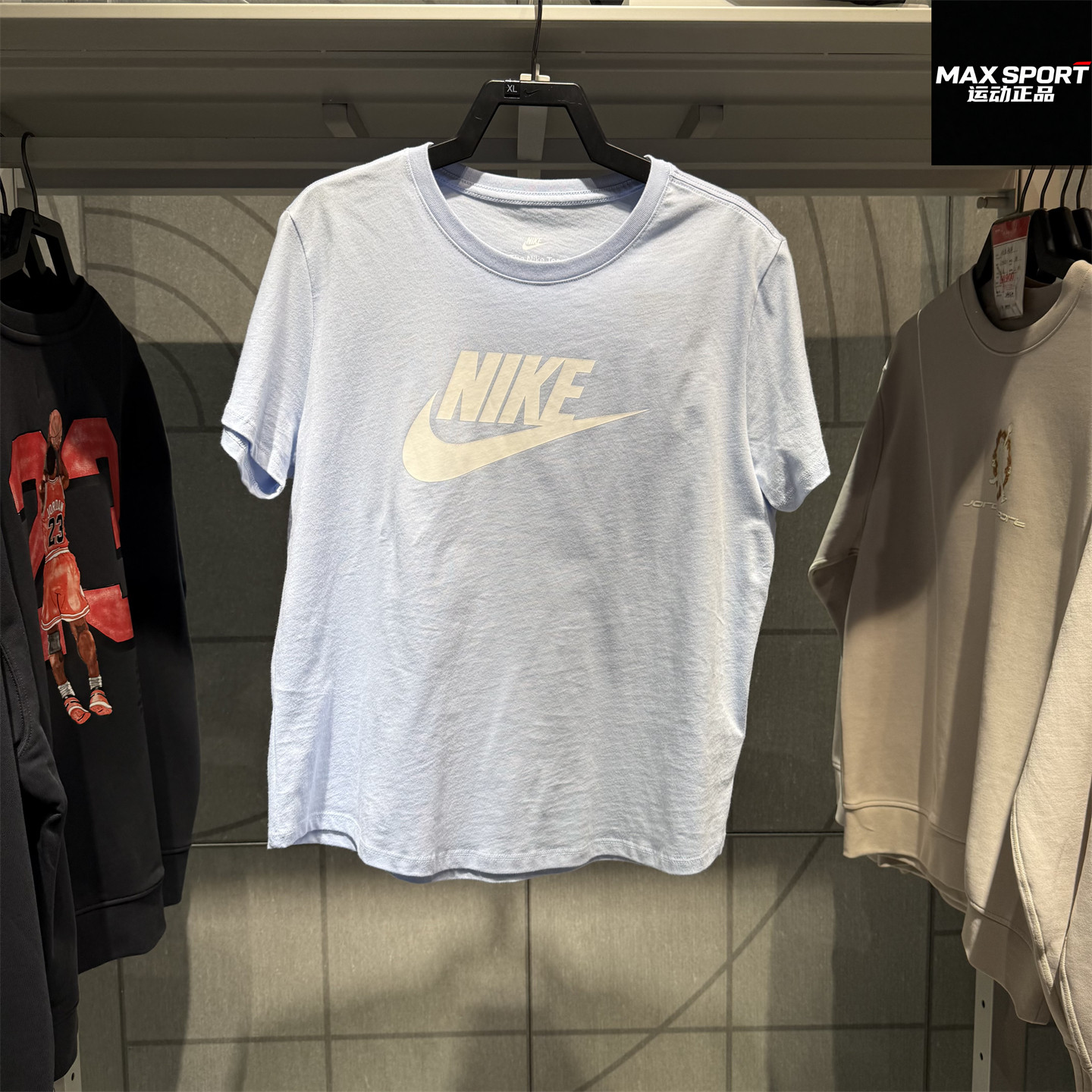 NIKE耐克女子短袖26夏新款大勾纯棉透气休闲圆领T恤衫 DX7907-407