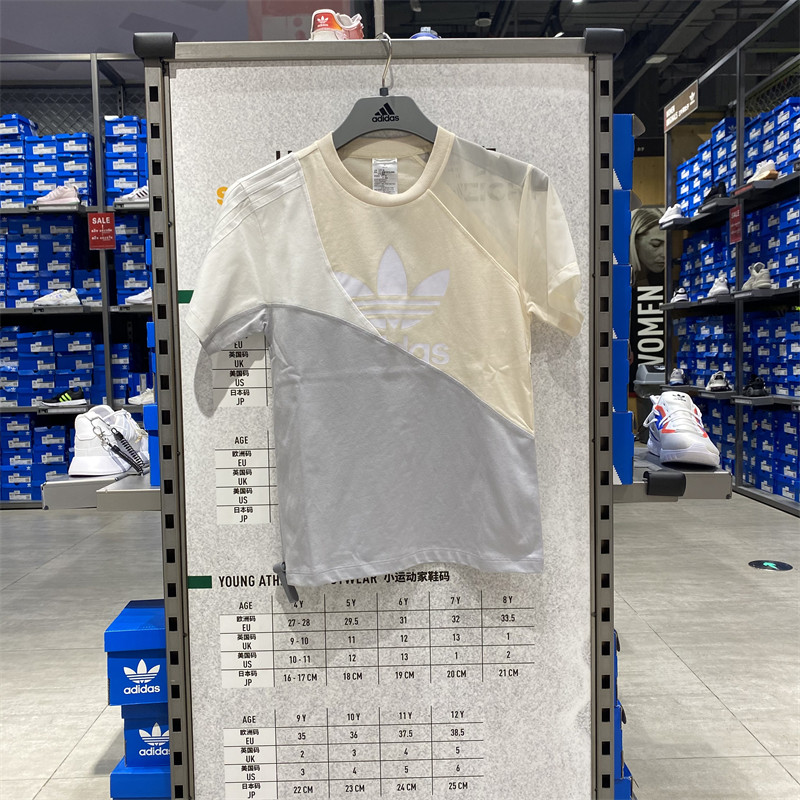 adidas/阿迪达斯经典三叶草短袖女大logo运动休闲时尚t恤 hc7041