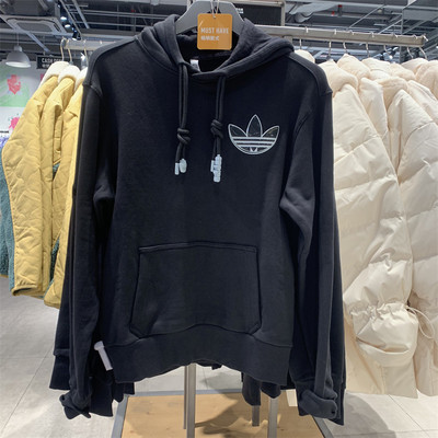 正品Adidas/阿迪达斯三叶草卫衣男女情侣宽松连帽套头衫 HS1998