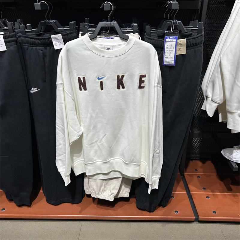 正品Nike/耐克女子加绒卫衣圆领针织运动休闲套头衫 FV4012-133