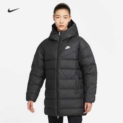 正品Nike/耐克女子中长款加厚保暖运动休闲连帽羽绒服DQ6874-010