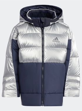 正品Adidas/阿迪达斯小童冬季保暖防风连帽运动休闲羽绒服 H40338
