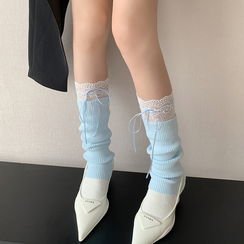 浅蓝色芭蕾风袜套女春秋款jk日系粉色甜美堆堆袜灰色叠穿腿套y2k