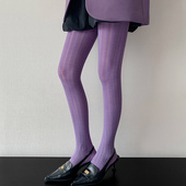 紫色连裤 袜女春秋性感辣妹Y2K千禧个性 打底袜酒红色爱心提花丝袜