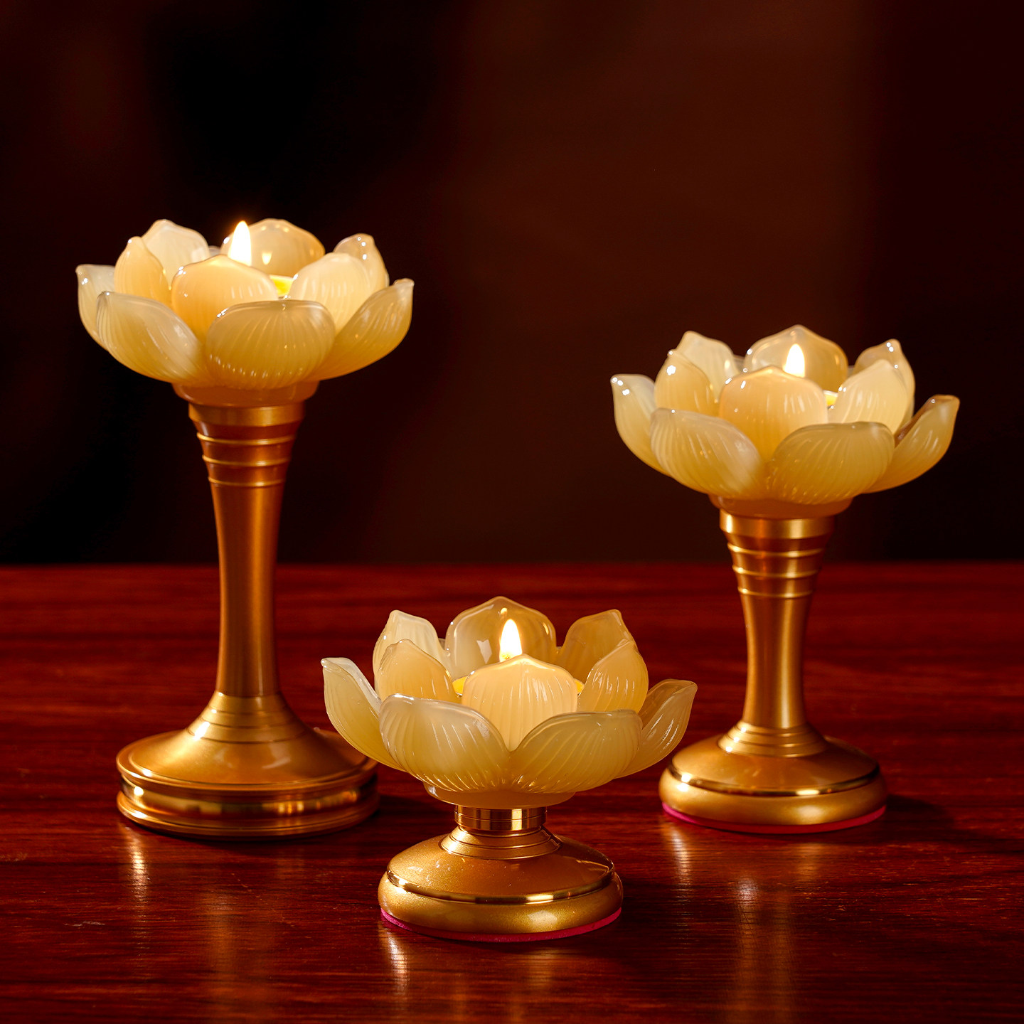 琉璃黄玉莲花酥油灯座家用佛前供灯佛堂蜡烛台灯架观音供奉长明灯