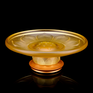 古法琉璃莲花供盘家用佛前供果果盘上供贡品盘水果碟佛堂佛具用品