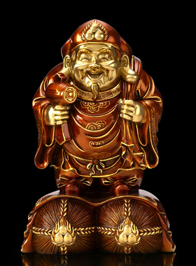 纯铜大黑天财神家用招财摆件