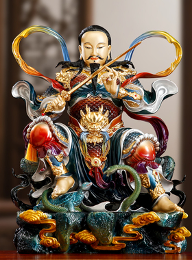 纯铜彩绘真武大帝神像供奉武当山玄天上帝道家祖师爷铜像佛堂摆件