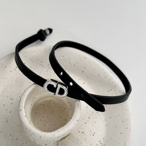 金属真皮金属字母女可调节项链