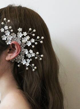 仿珍珠樱花无耳洞耳环耳挂耳饰女