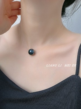 珍珠细鱼线女单颗项链锁骨链