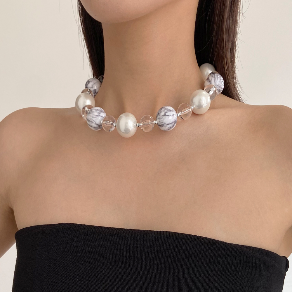 开口珍珠项圈女choker短颈环项链