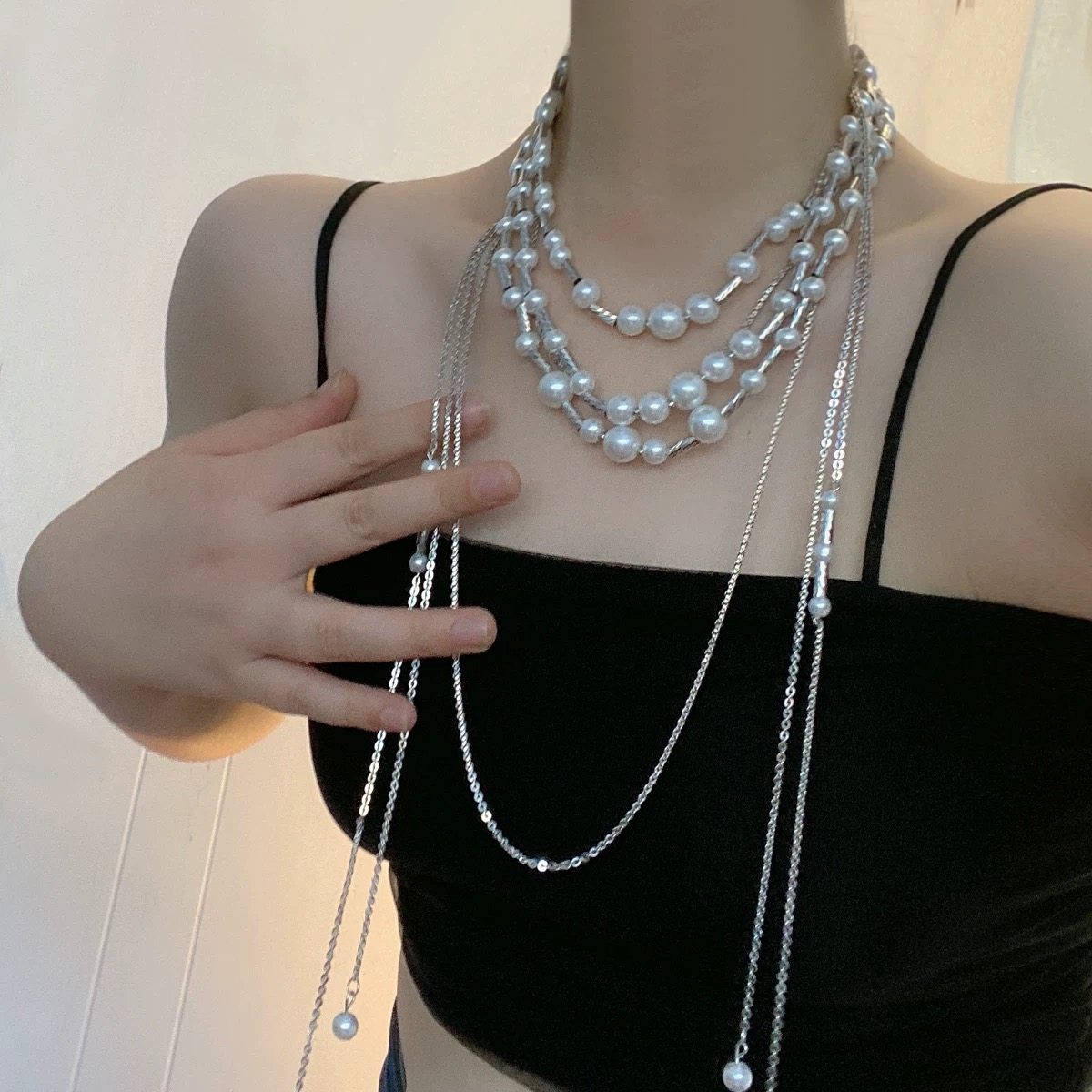 复古流苏叠戴珍珠串珠锁骨项链女长款旗袍礼服毛衣链锁骨链配饰,饰品/流行首饰/时尚饰品新,项链,淘宝优惠券,粉丝福利购,淘宝优惠卷