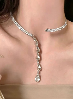 轻奢闪钻流苏choker项链项圈女