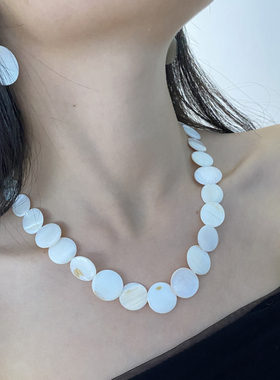 贝壳圆片串女异型不规则项链