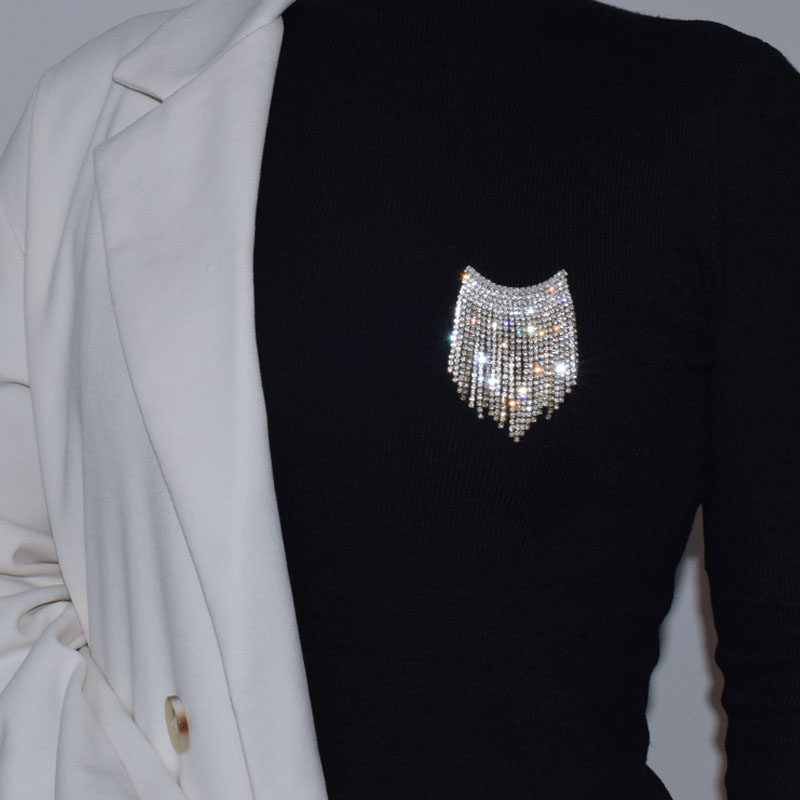 气质闪钻流苏胸针胸花女锆石高质感别针大气开衫扣针外套大衣配饰,饰品/流行首饰/时尚饰品新,胸针,淘宝优惠券,粉丝福利购,淘宝优惠卷