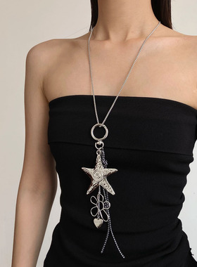 金属冷淡风海星星花朵爱心项链女
