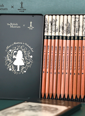 中华X大英联名爱丽丝系列素描铅笔套装初学者入门学生用2b4b美术生绘画专业用画画笔hb组合8B铁盒绘图6060