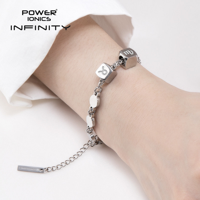 POWER IONICS潮牌轻奢原创手饰个性钛钢健康女手链脚链刻字母礼物