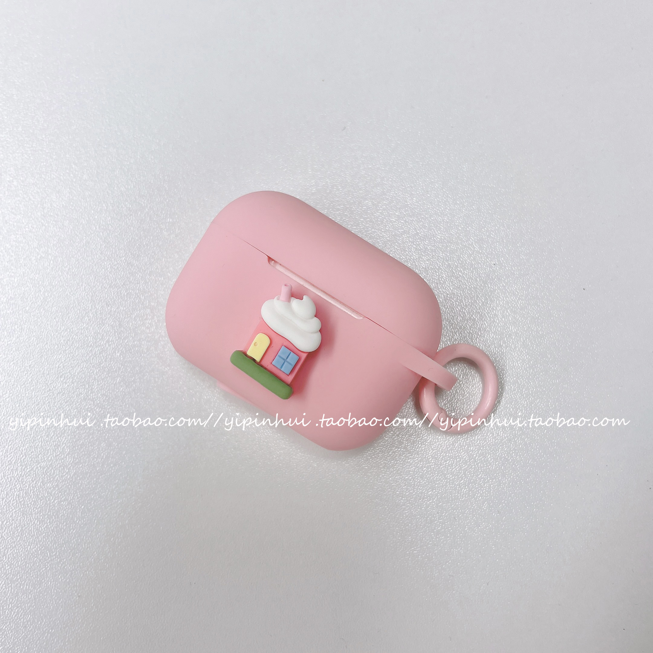 一体式少女心粉色雪糕房子适用AirPods4代耳机保护套苹果pro2代硅胶软壳AirPods3耳机壳pro连体防摔带防尘塞