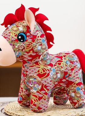 小马玩偶马年吉祥物公仔马年玩偶布艺花布小马公仔挂饰摆件2026马