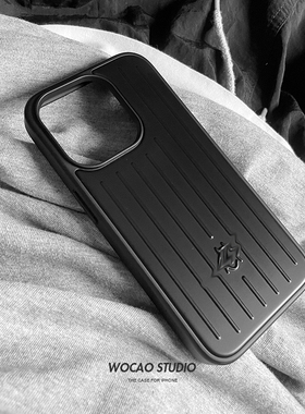 wocao studio高级限定iPhone14pro苹果17pro手机壳15promax高档16黑色铝合金银行李箱定制男女气质情侣保护套