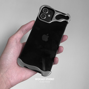 14特别独特裸机手感男防摔 12高级感小众13个性 air创意金属边框铝合金散热苹果15promax手机壳iphone16新款