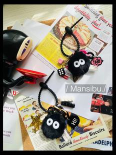 千与千寻挂件 小煤球 毛绒钥匙扣宫崎骏包包灰尘精灵女扣钥匙可爱