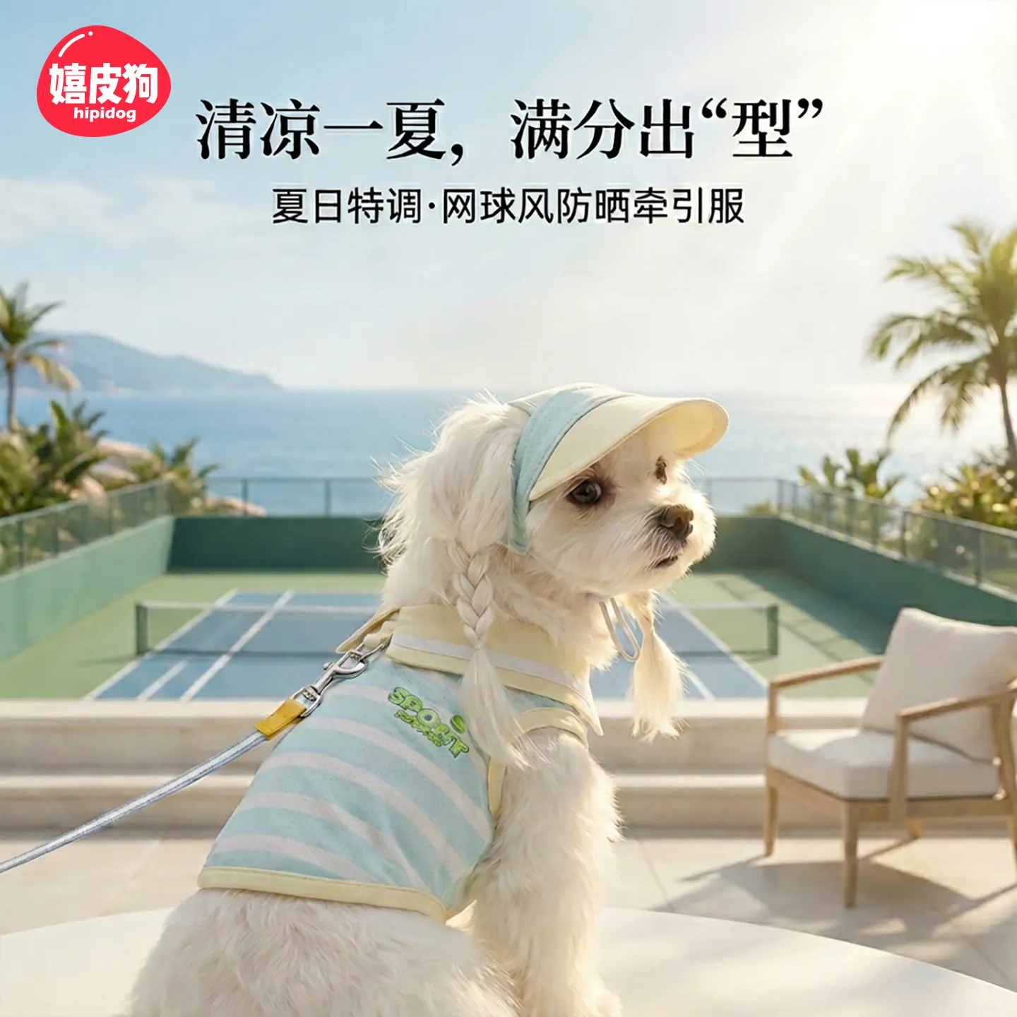 小狗狗衣服春夏季薄款透气凉凉背心清爽夏日遮阳衣带帽子宠物服饰