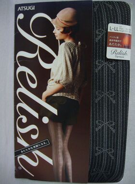 现货供应日产厚木FP60163 60D 竖条蝴蝶结提花远赤外线发热连裤袜