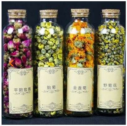 软木塞春茶瓶玻璃密封罐糖果花茶罐坚果罐茶叶罐收纳瓶小花茶瓶子