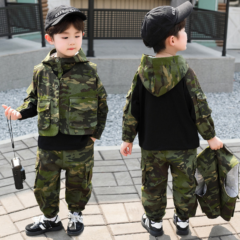 儿童迷彩服套装春秋装2026新款男童特种兵衣服男孩春季运动三件套
