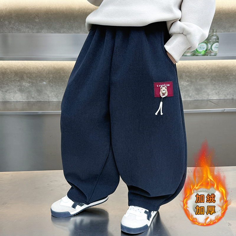 时尚顽童长裤一体绒加厚裤子
