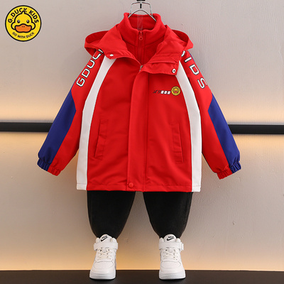 小黄鸭加绒春秋冬连帽正品冲锋衣