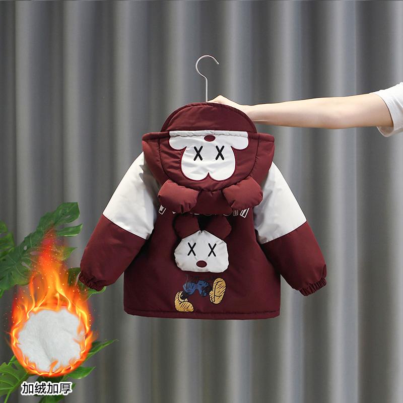 男童加绒外套2025新款冬季儿童加厚棉服小男孩冬装男宝宝棉袄上衣
