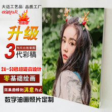 diy数字油画照片定制明星婚纱情侣真人手绘填色油彩画礼物装饰画