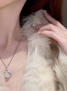 福禄小葫芦闪钻银色白色贝母满钻项链女款2026新款高级感轻奢小众