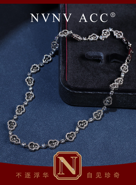 项链女款2026新款高级感轻奢小众麒麟福禄小双葫芦款白金银 色